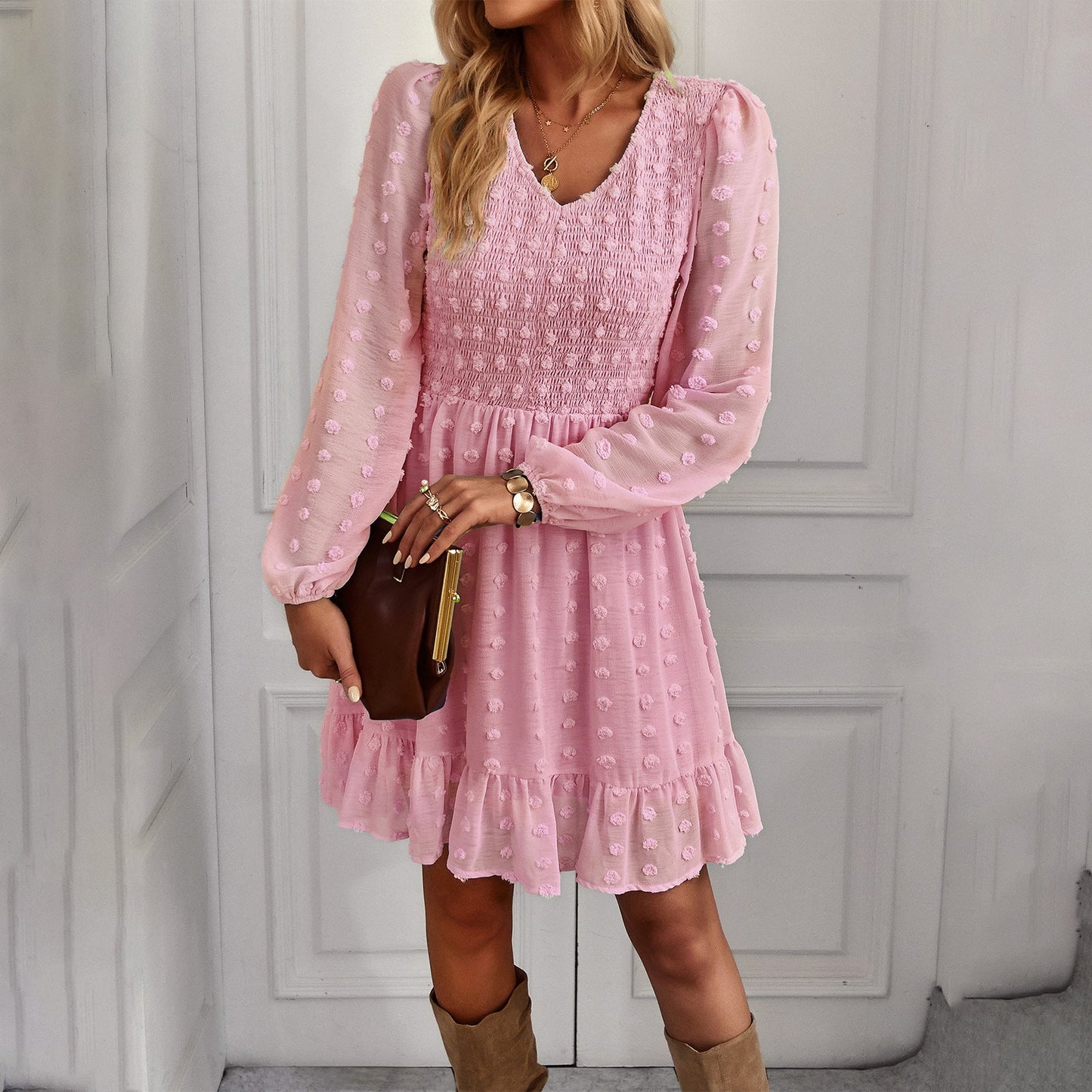 Casual  Long Sleeves Short Daily Dresses