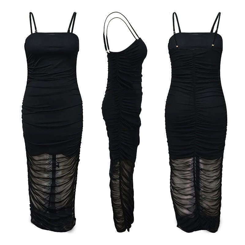 Sexy Split Front Pleated Long Party Dresses-Dresses-Free Shipping at meselling99