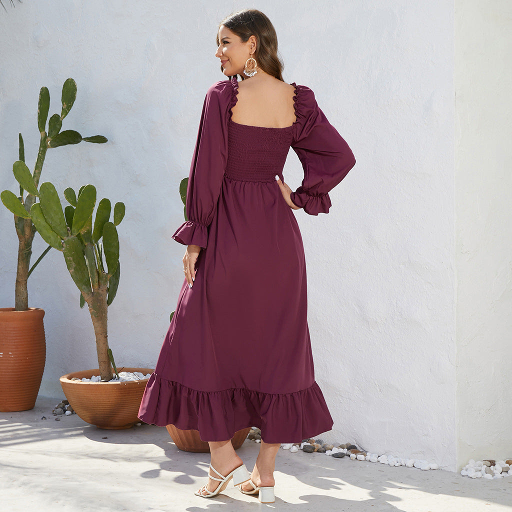 Maternity Dress with Chiffon Flared Sleeve