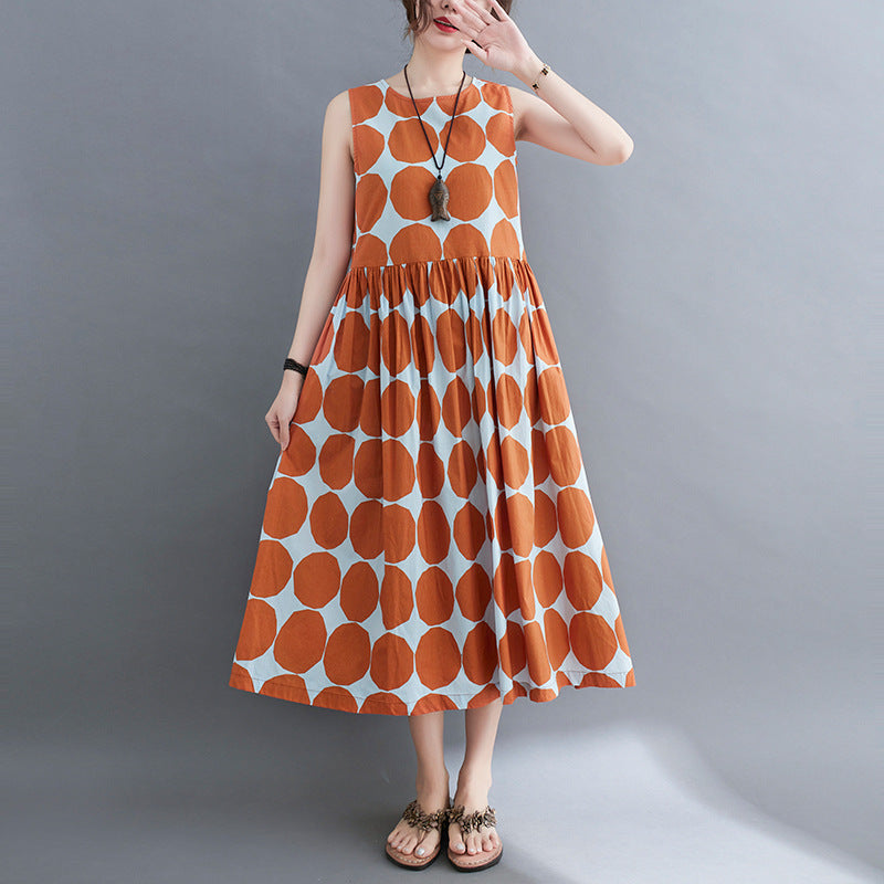Summer Women Dot Print Midi Dresses-Dresses-Free Shipping at meselling99