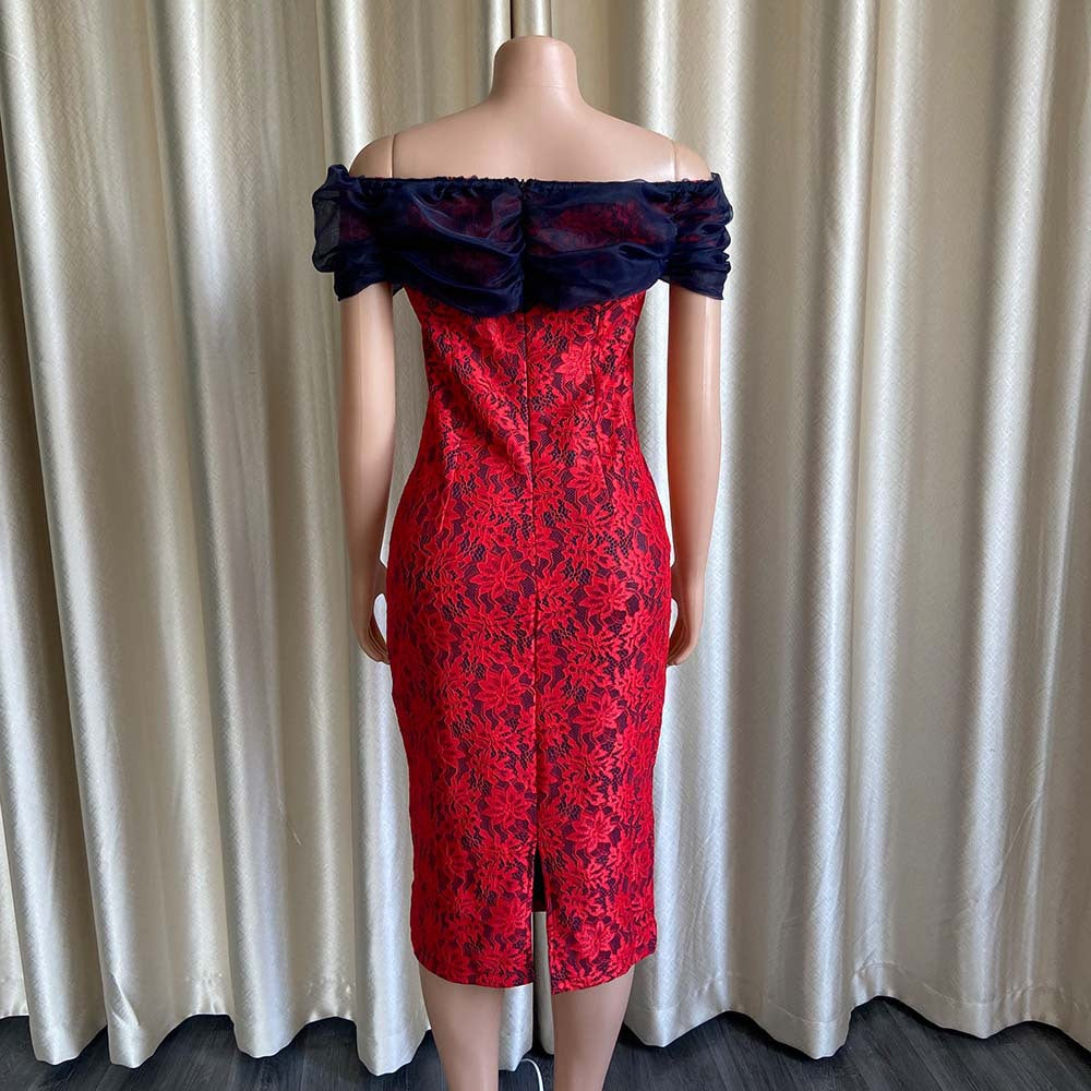 Sexy Off The Shoulder Plus Sizes Lace Party Dresses-Dresses-Free Shipping at meselling99