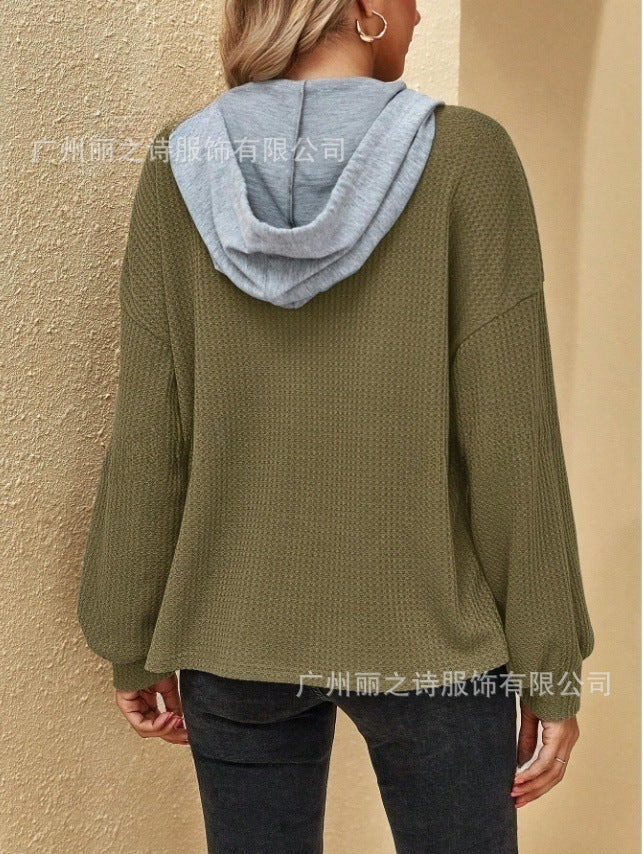 Casual Long Sleeves Button Women Hoodies