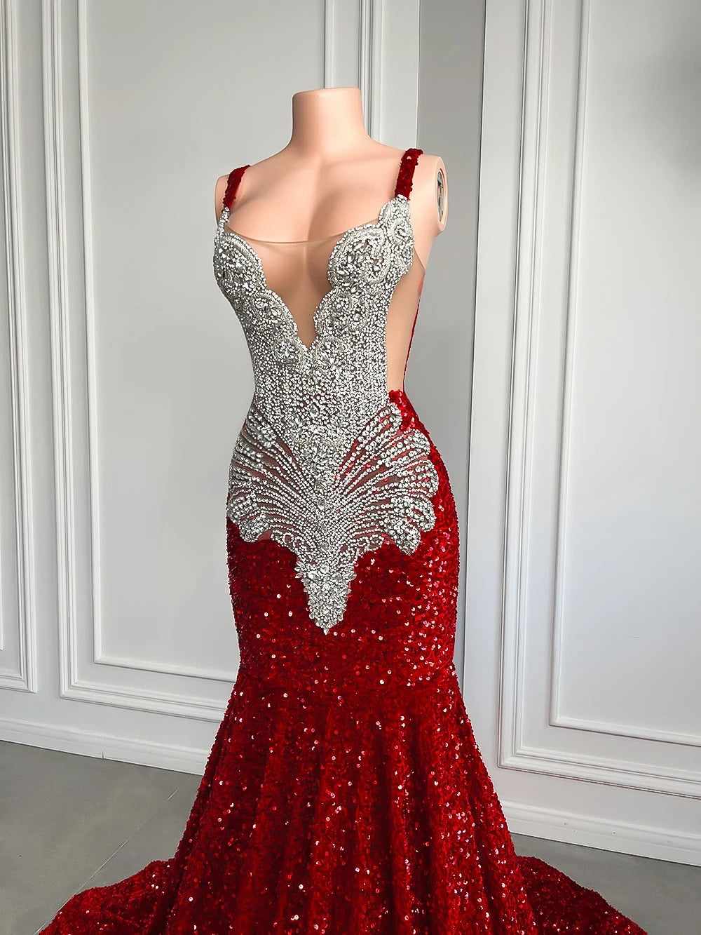 Luxury Sequin Embellished Mermaid Evening Dress