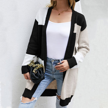 Women's Long Color-Block Cardigan
