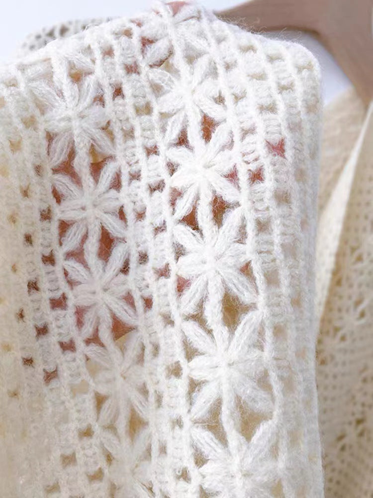 Boho Chic Knit Fringe Shawl – Ethnic Travel Wrap with Slit for Women