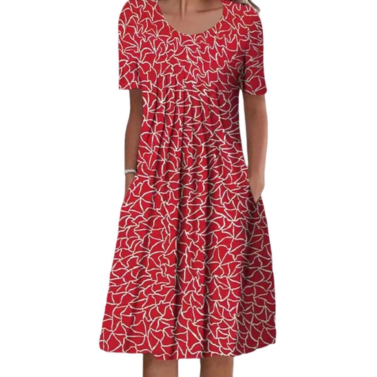 Plus Size Women's Floral Print Short Sleeve Dress