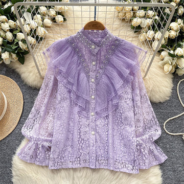 Vintage Beaded & Rhinestone Long Sleeve Shirt