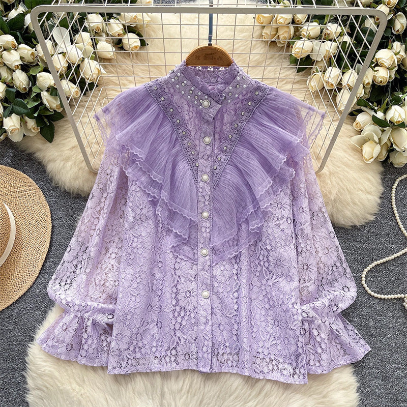 Vintage Beaded & Rhinestone Long Sleeve Shirt