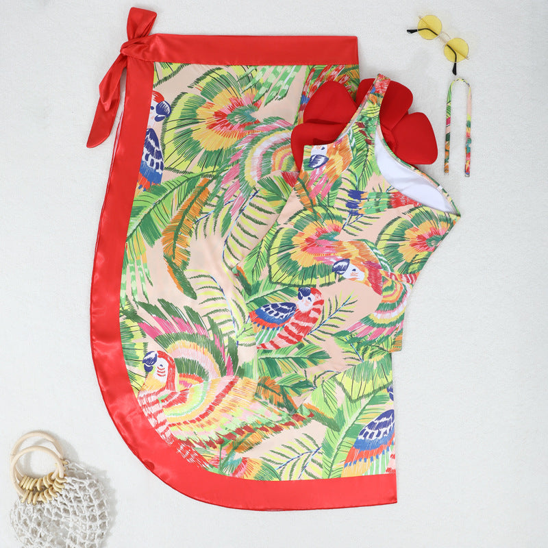 Women's 3D Floral Bikini Set – Sexy High-Cut Bathing Suit for Beach, Pool & Vacation