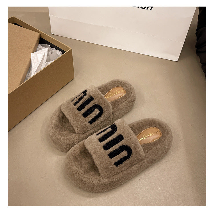 Fashion Women Winter Platform Slippers