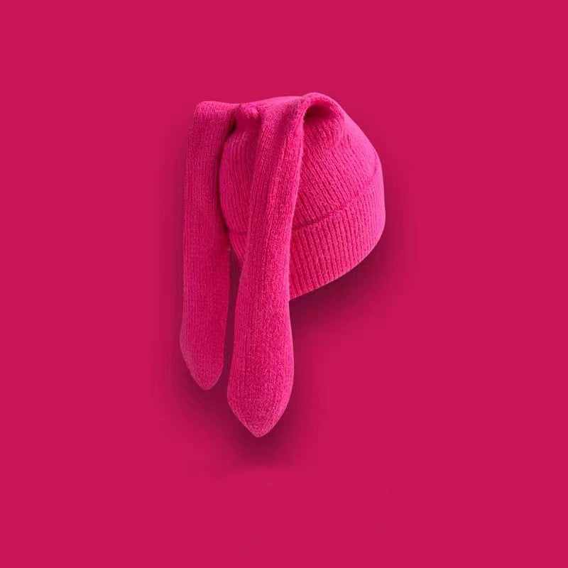 Long Ear Bunny Knit Hat – Winter Warm, Soft Faux Mink Yarn, Cute & Cozy Women’s Beanie