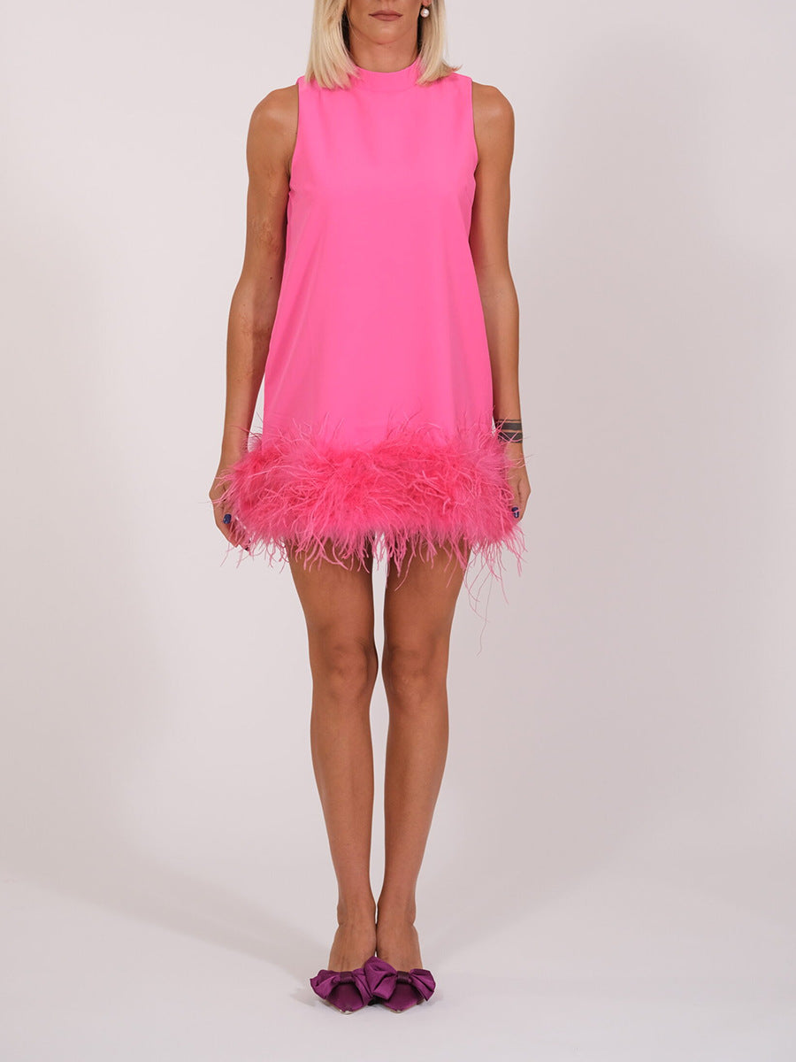 Ostrich Feather A-Line Dress