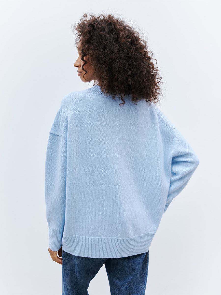Women's Oversized Round Neck Long Sleeve Sweater