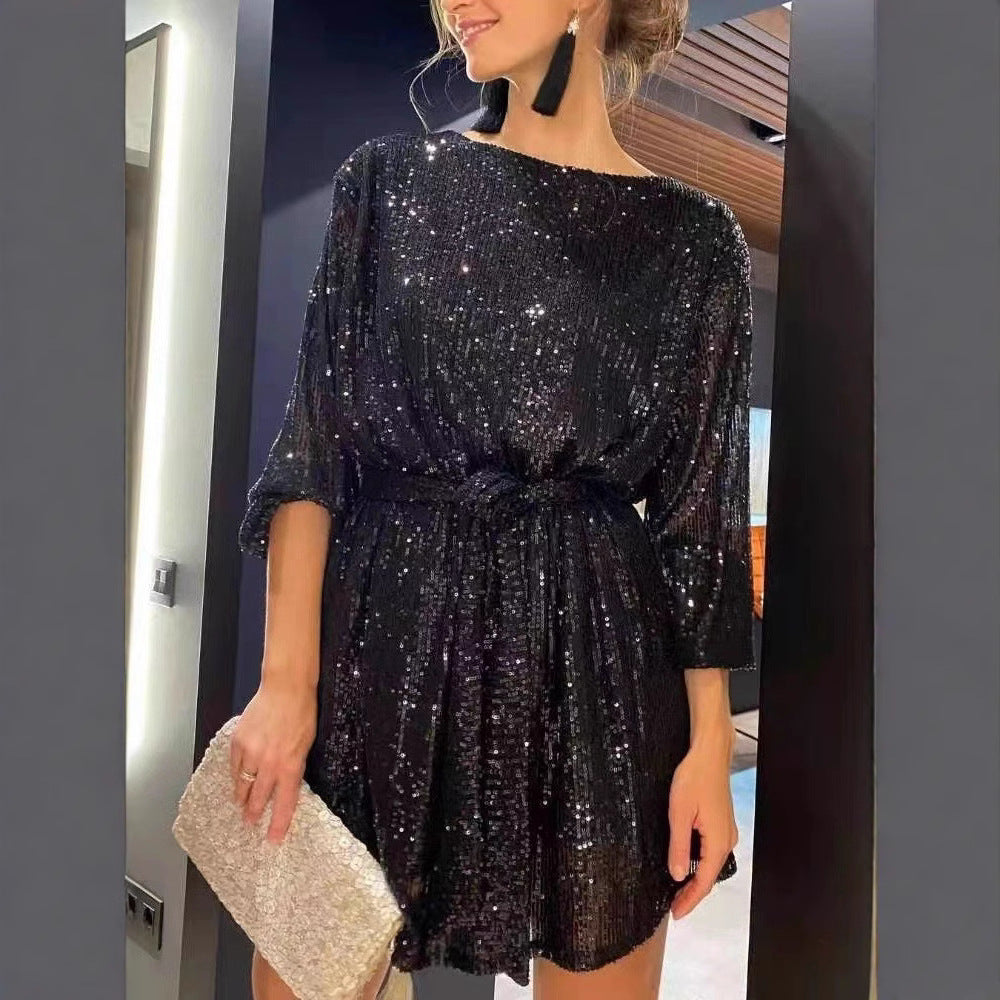 Sparkling Sequin Party Dress – Elegant Evening Gown for Festive Occasion