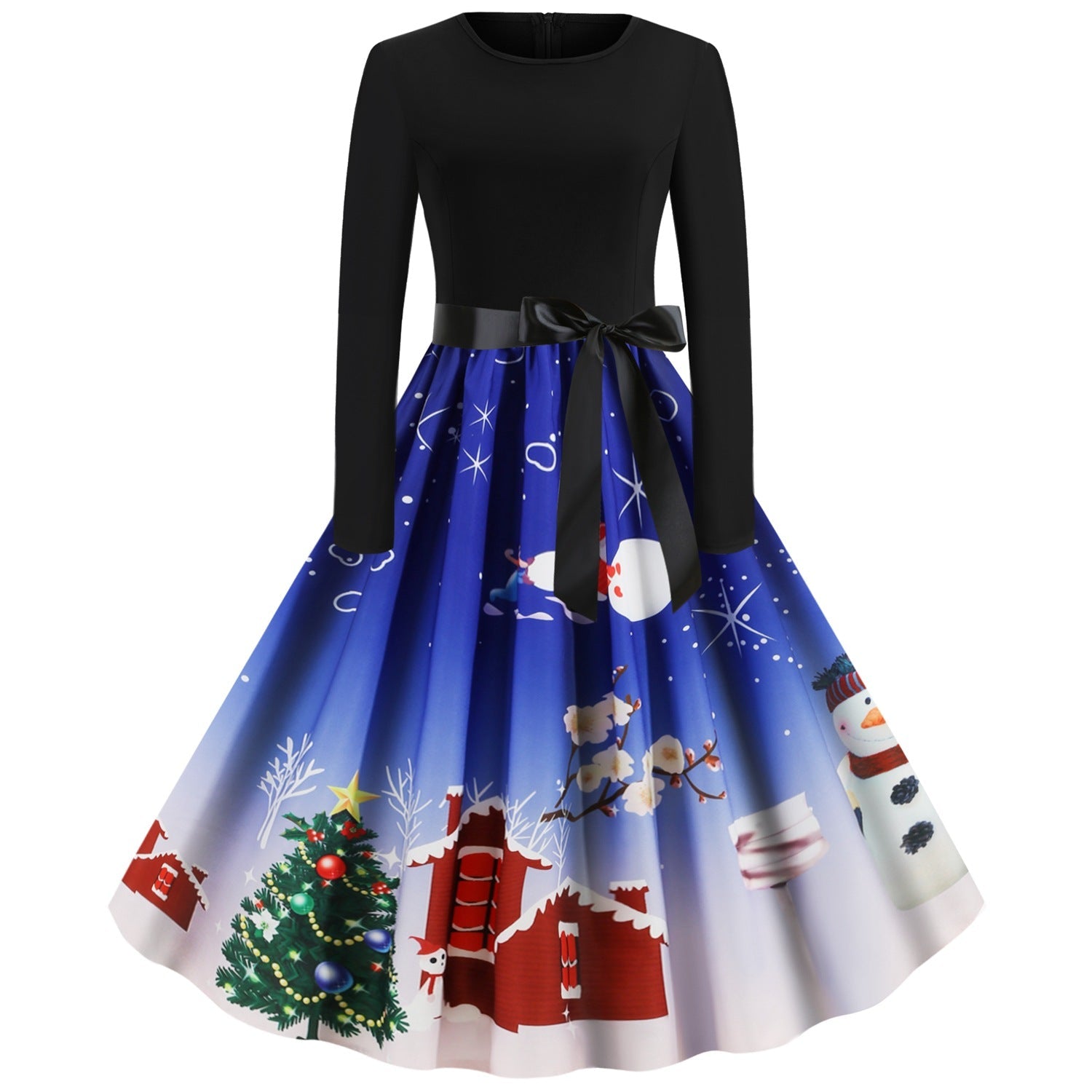 Christmas Vintage Round Neck Women Dresses-Christmas-Free Shipping at meselling99