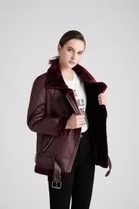 Fashion Winter Pu Leather with Fur Motorcycle Jacket Coats