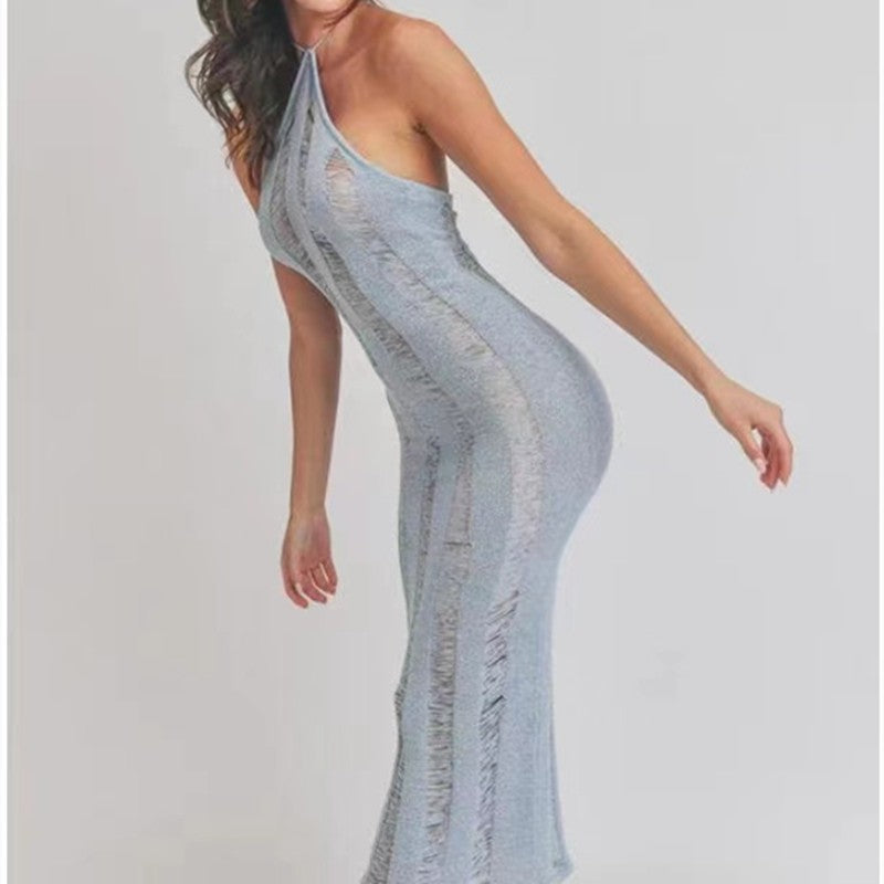 Sexy Backless See Through Knitted Dresses-Dresses-Free Shipping at meselling99