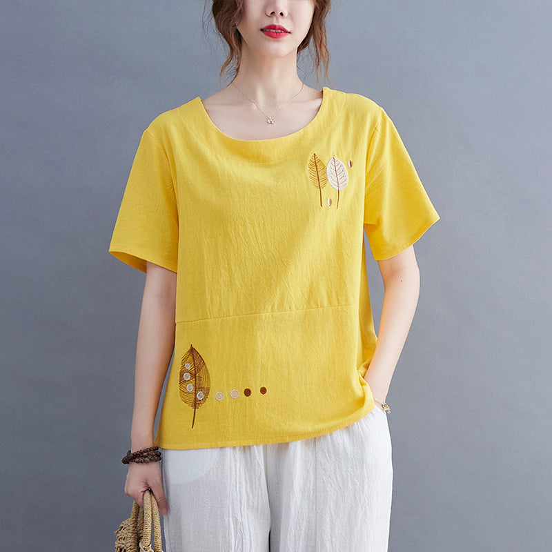 Vintage Stripe Cotton Linen T-Shirt