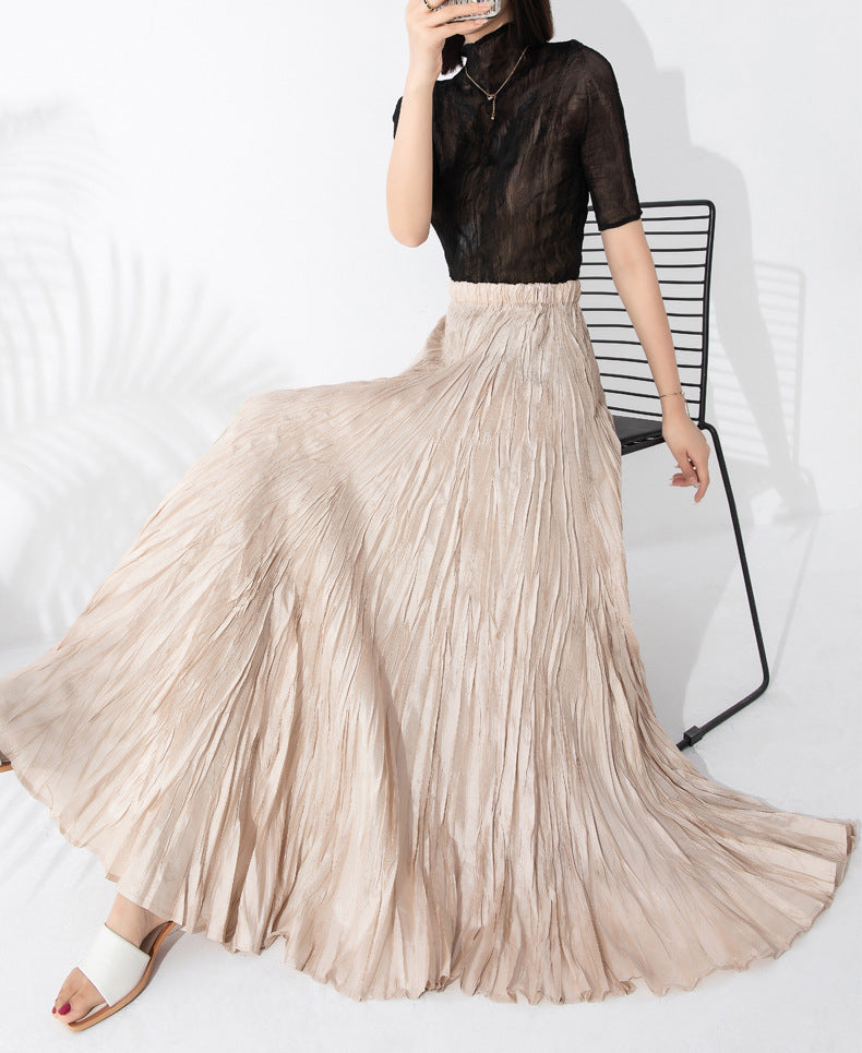 Elegant High-Waisted Solid Color Maxi Skirt