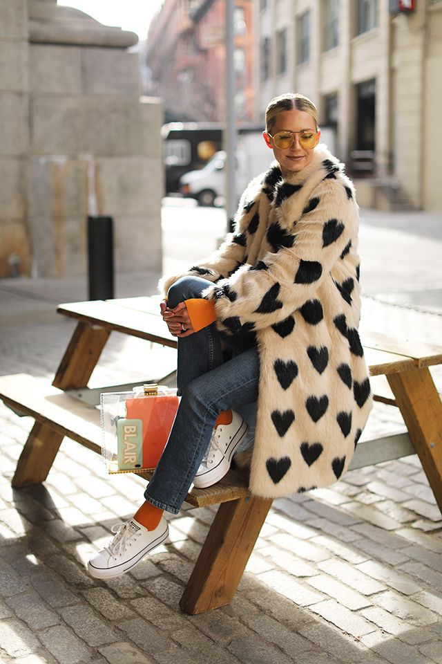 Women's Long Faux Fur Coat – Thickened Plush White Love-Design Winter Coat,