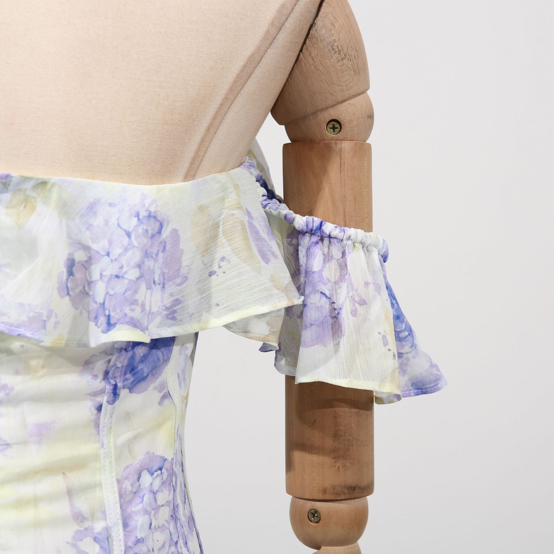 Ethereal Off-Shoulder Waist-Cinching Maxi Dress