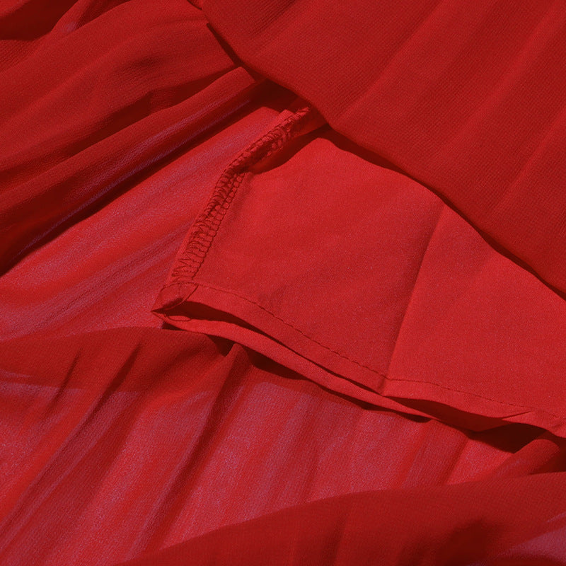 Designed Women's Floral Patchwork Maxi Dress with 3D Flower Shoulder