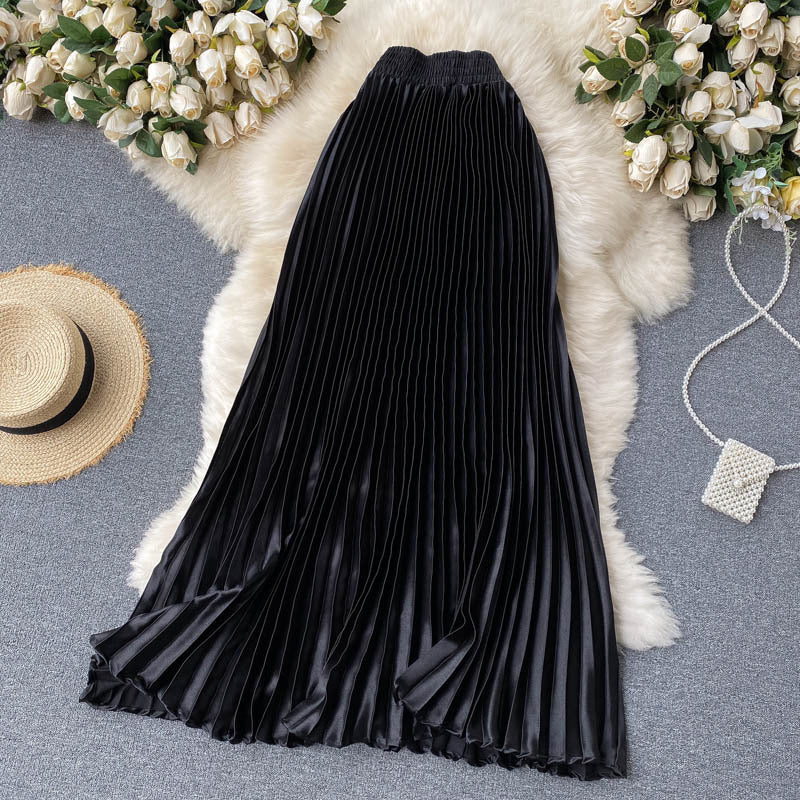 Luxury Heavy-Duty Pleated Midi A-Line Skirt