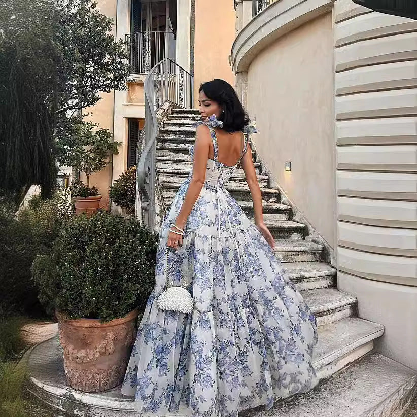 Elegant Off-Shoulder Long Chiffon Dress for Women