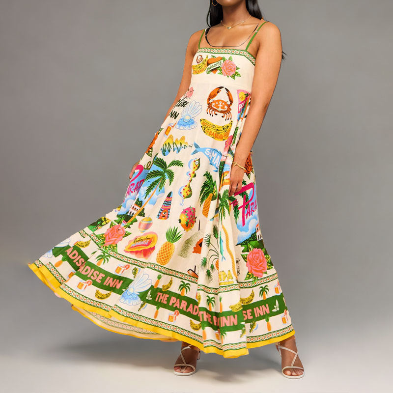 Elegant High-Waist Floral Print Sundress