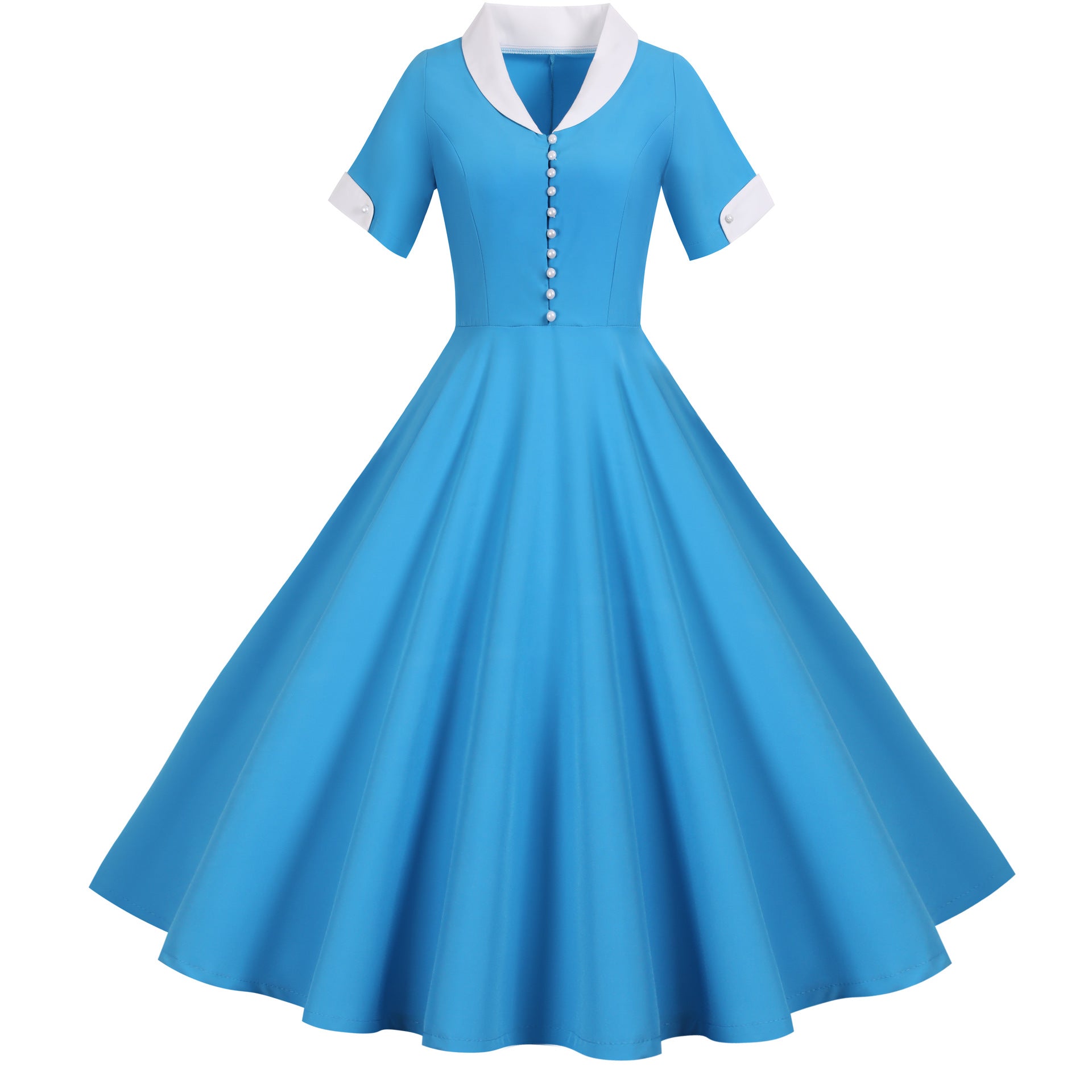 Retro Audrey Hepburn Style Summer Short Sleeve Dress