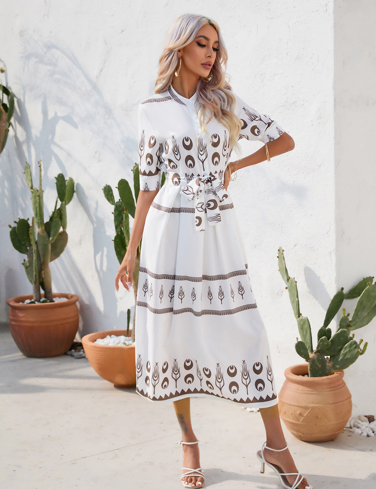 Women's Summer Boho Floral Print Short Sleeve Dress