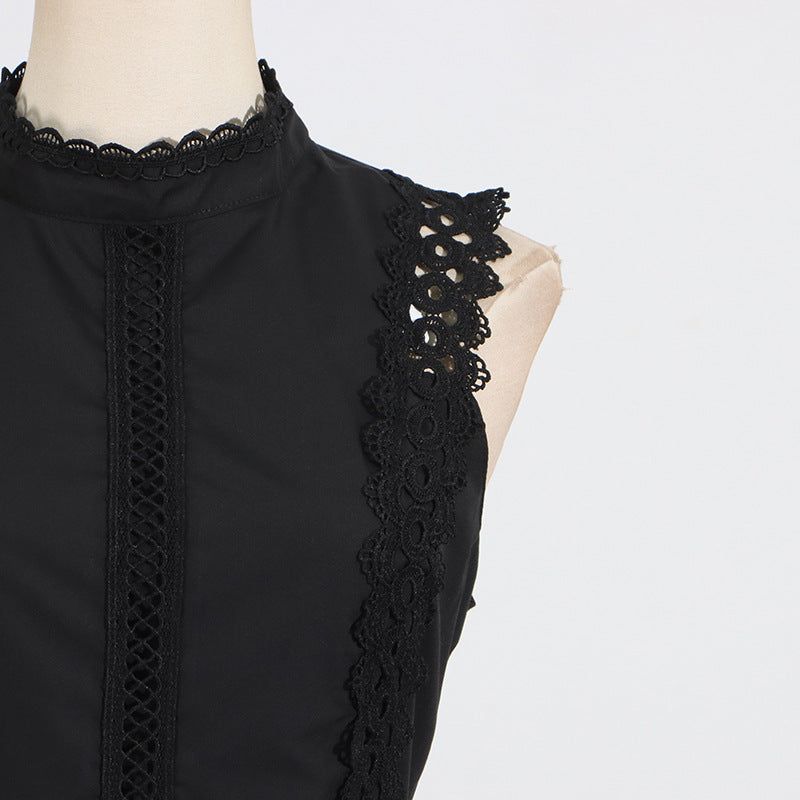 Designed Women's Vintage-Inspired Sleeveless Lace Trimmed Summer Dress