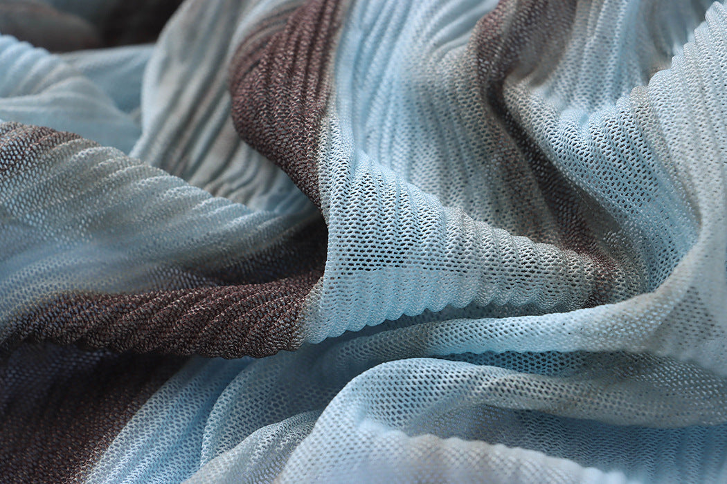 High-Waisted Long Hemline Skirt with Watercolor-Ink Drape