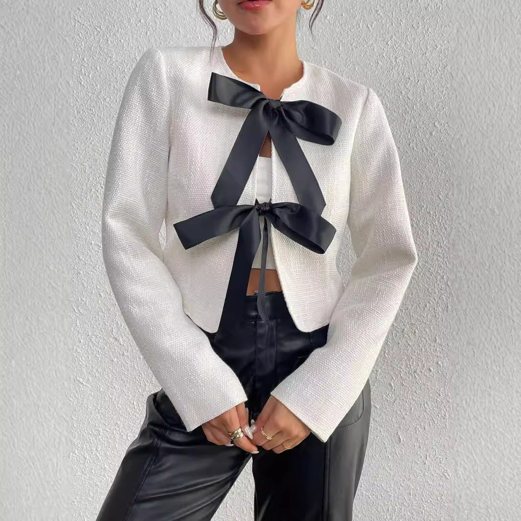 Fashion Irregular Bow Long Sleeves Blazers