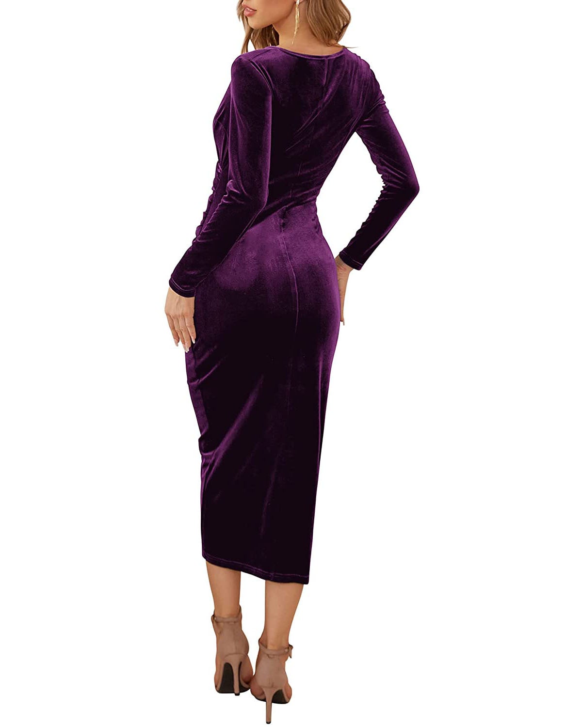 Vintage V Neck Irregular Long Sleeves Party Dresses-Dresses-Free Shipping at meselling99