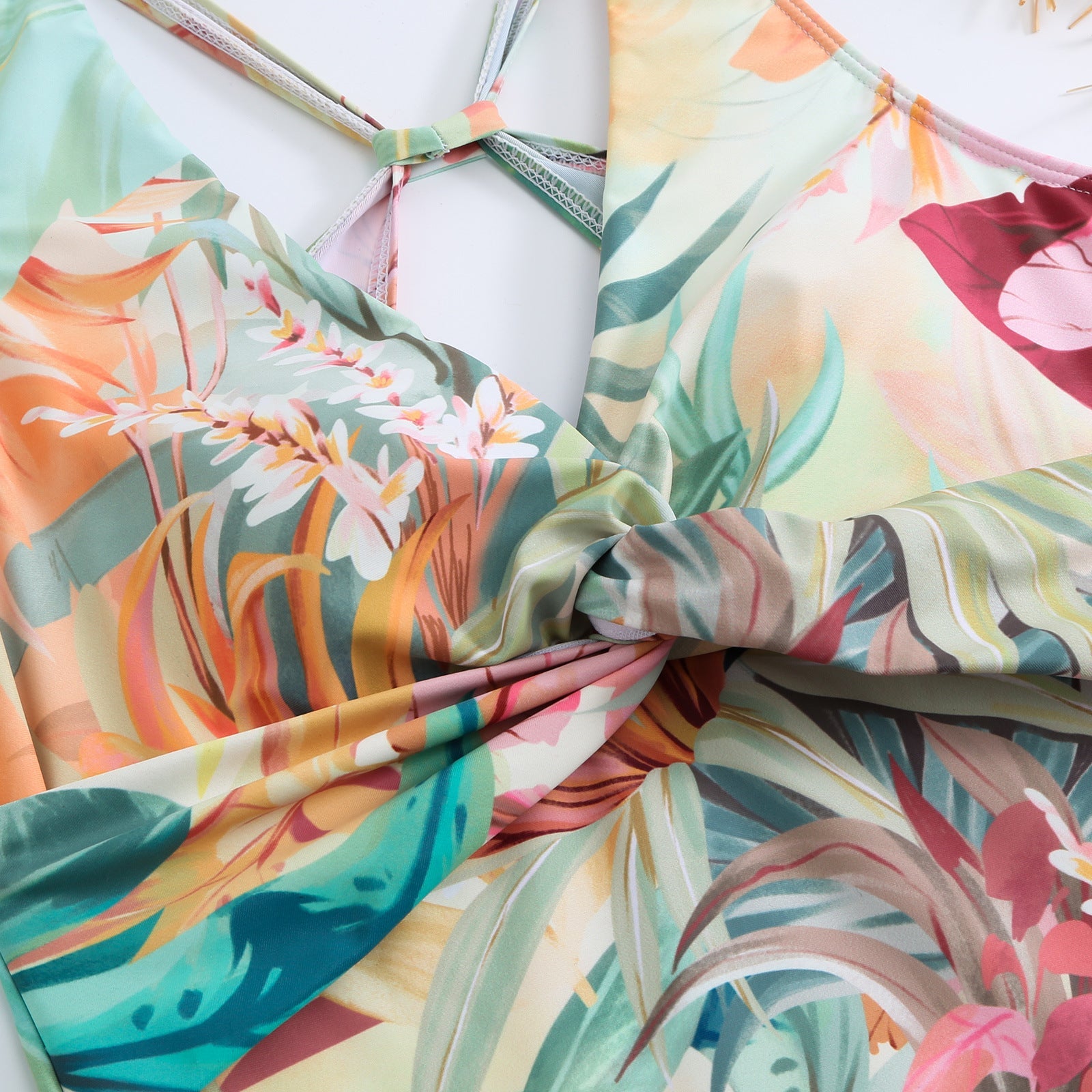 Fashionable Printed Romper with Sun Protection Sheer Cover-Up and Beach Vacation Outfit