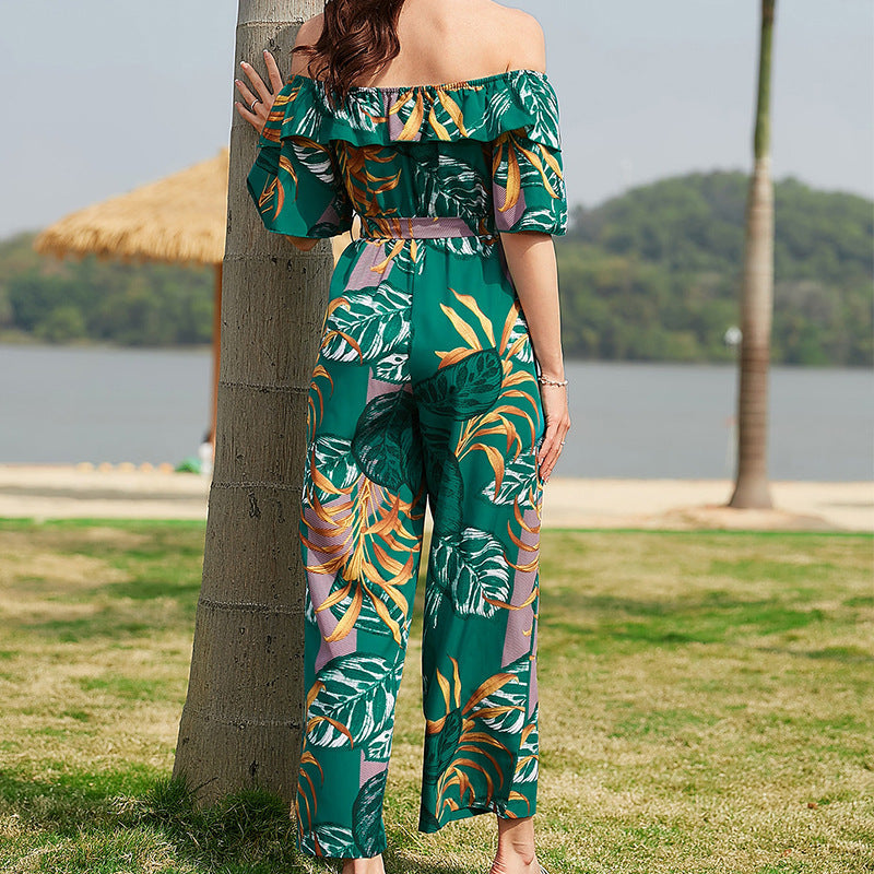 Sexy One Shoulder Chiffon Summer Beach Jumpsuits