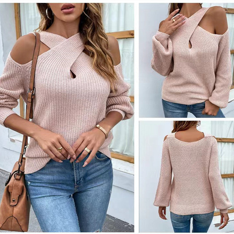 Casual Crossed Halter Knitted Sweaters