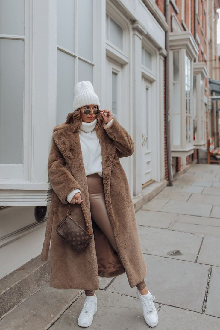 Long Plush Rabbit Hair & Mink Fur-Like Coat