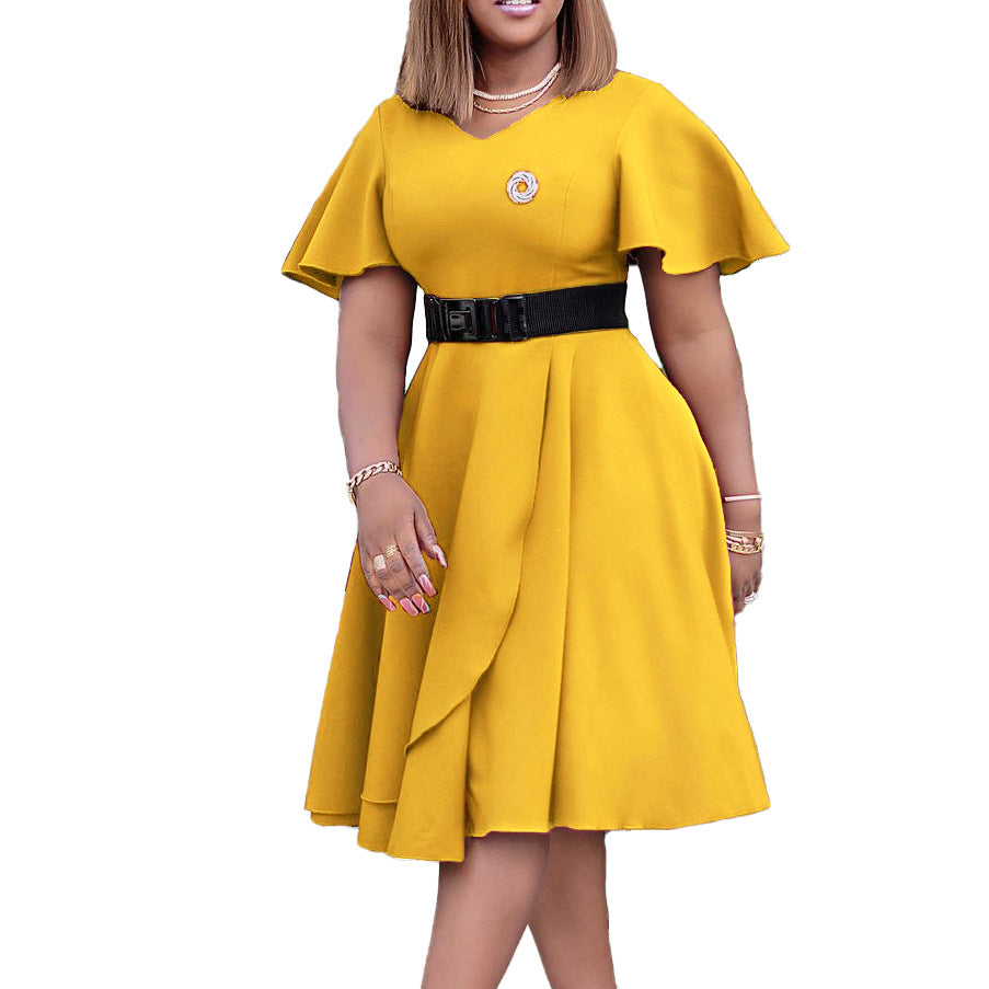 Women Plus Sizes Dresses with Belt-Dresses-Free Shipping at meselling99