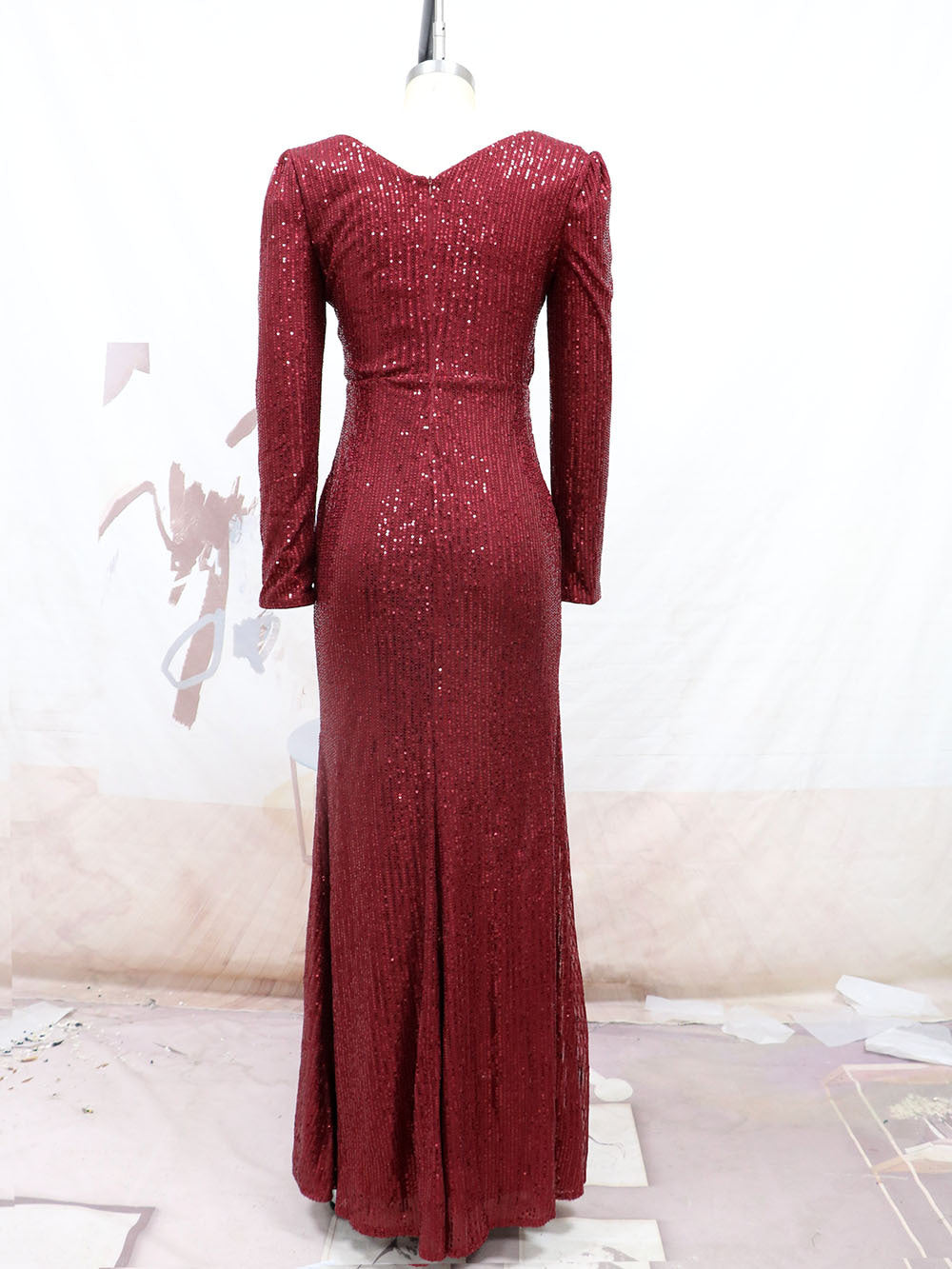 Sexy Long Sleeves Sequined Evening Dresses-Dresses-Free Shipping at meselling99