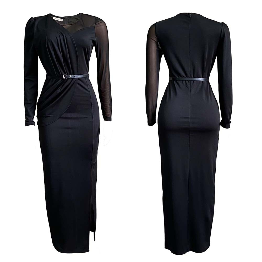 Sexy Split Front Plus Sizes Women Long Party Dresses-Dresses-Black-S-Free Shipping at meselling99