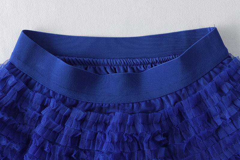 A-Line Mid-Length Tulle Skirt with Layered Mesh Insert