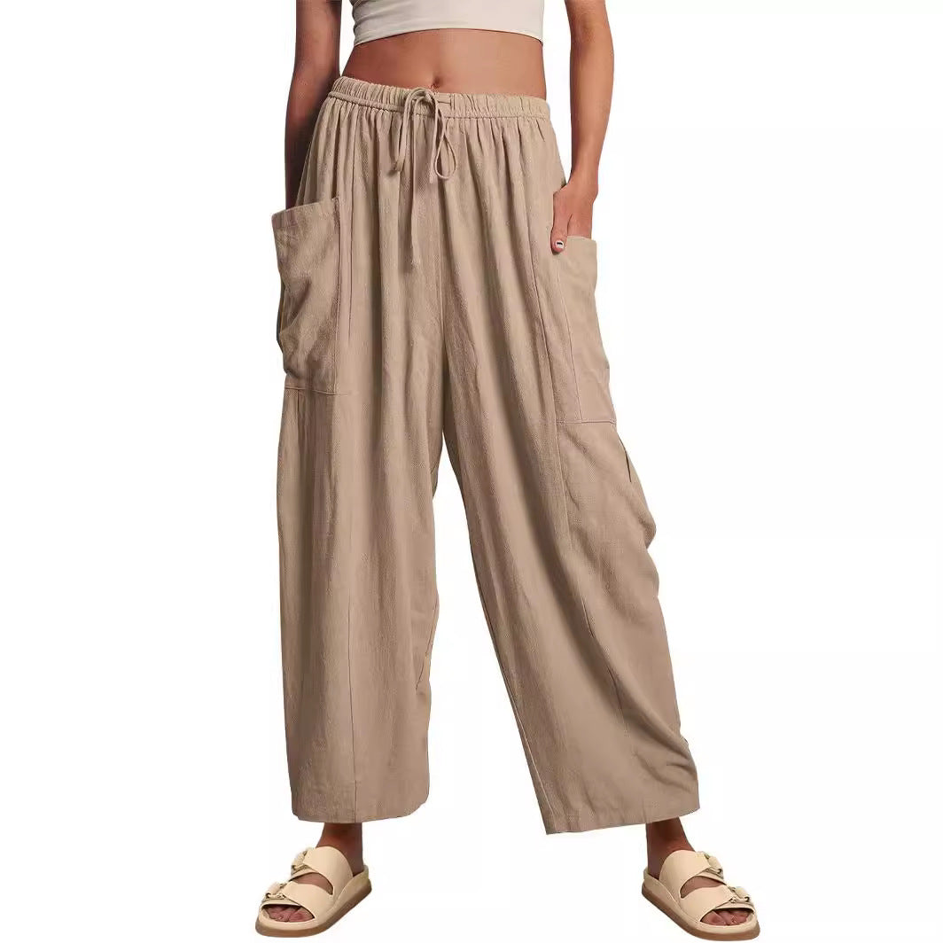 High-Waisted Wide-Leg Pants with Elastic Waist