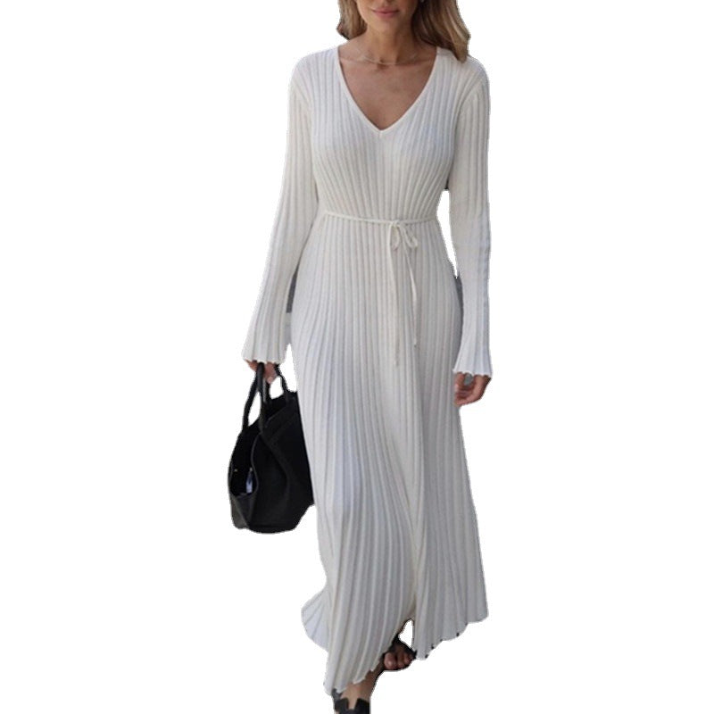Women's Slim-Fit V-Neck Ribbed Knit Dresses