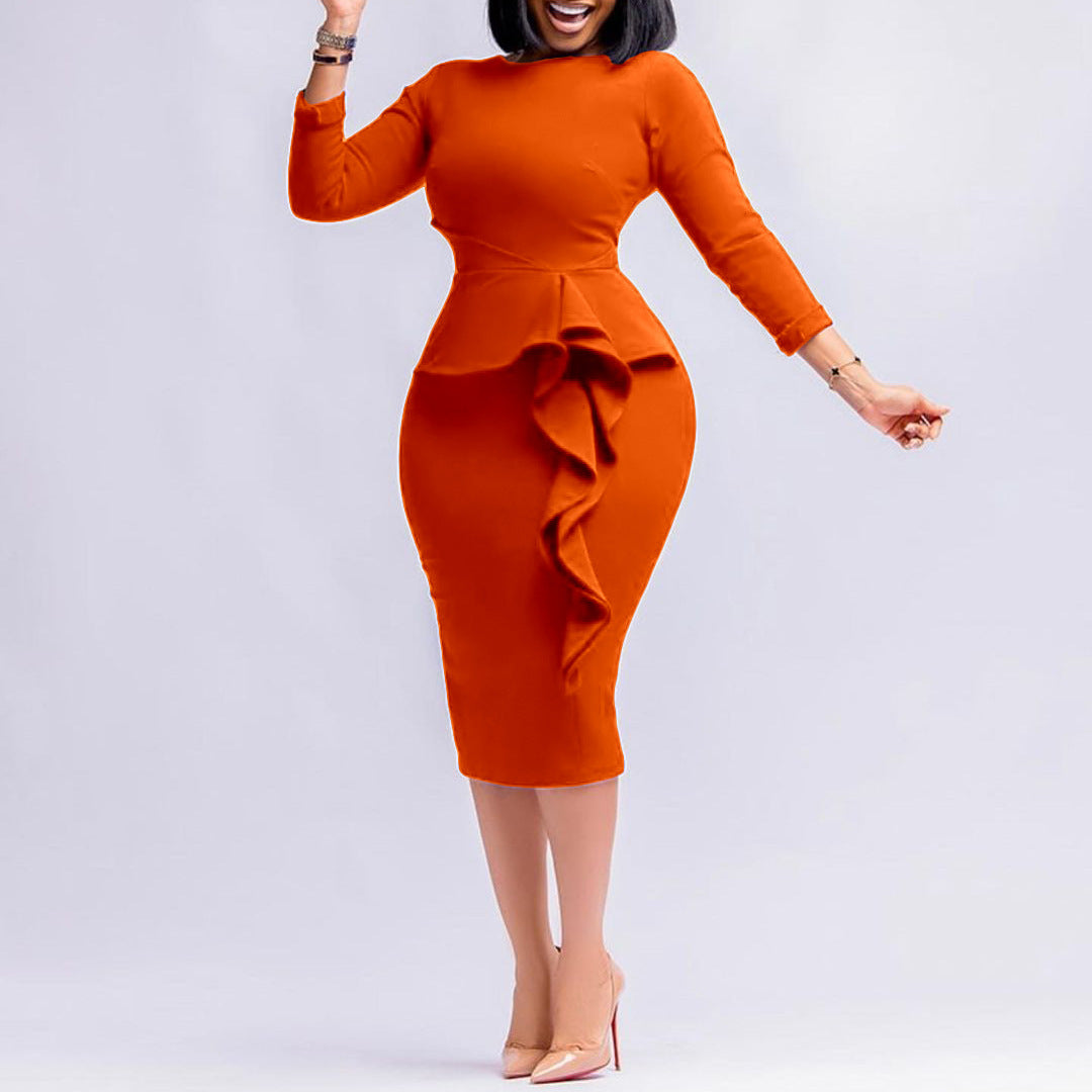 Elegant Plus Sizes Sheath Dresses-Dresses-Orange-S-Free Shipping at meselling99