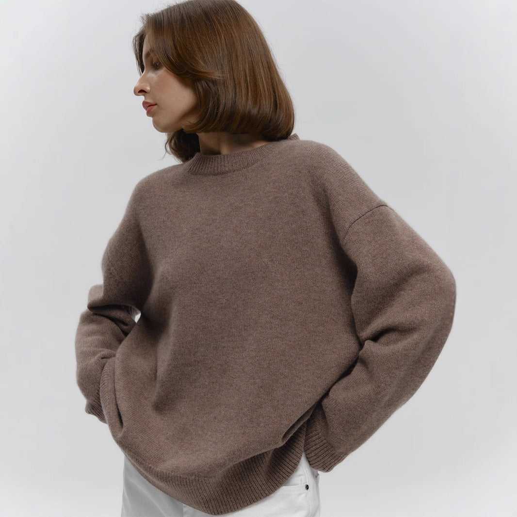 Classic Relaxed-Fit Dark Crewneck Sweater