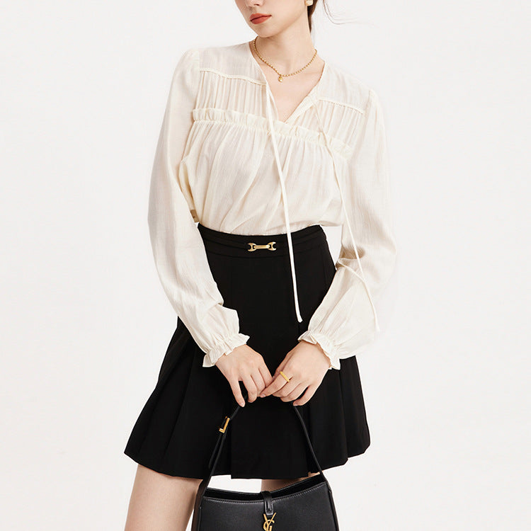 Majestic Ruffle Tie Blouse