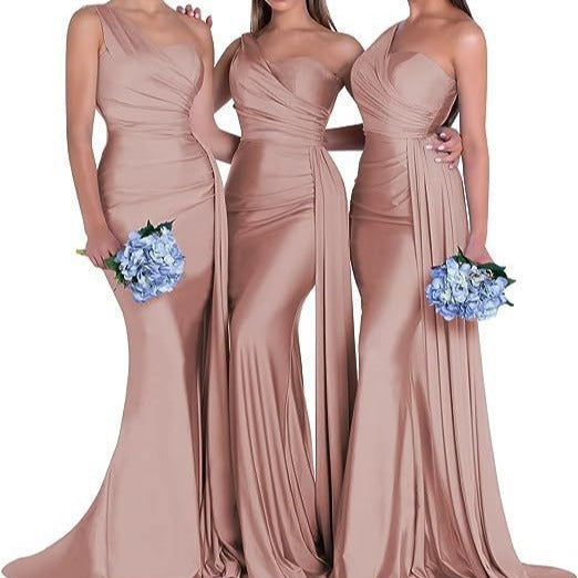 Sexy One Shoulder Mermaid Evening Dresses Bridesmaid Dresses