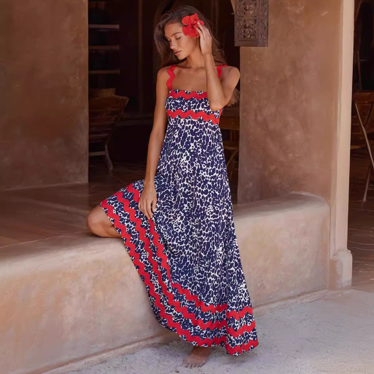 Women's Long Sleeveless Dress – Floral Print Maxi Dress